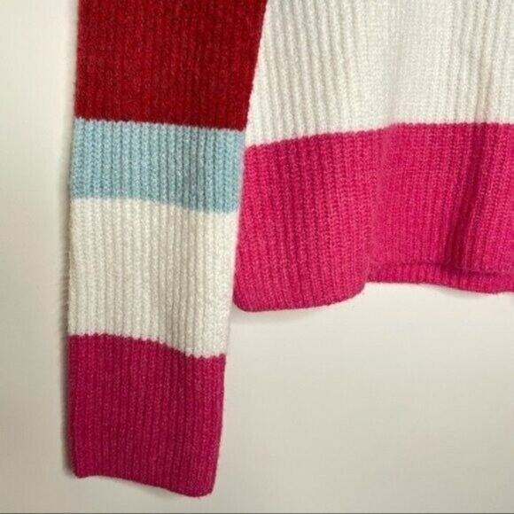 Abound Womens Size S Multicolored Cowl Neck Striped Knit Pullover Sweater - Picture 6 of 12